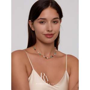 Collana Stile Spiaggia Estiva con Perline Arcobaleno e Ciondolo in Vera Pietra Preziosa, Gioielli Regalo per Migliori Amiche, Anelli alla Moda - Product Image 2