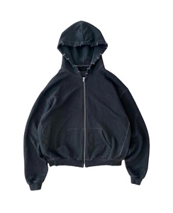 OEM de alta calidad 100% de lana de algodón lavado ácido Sudadera con capucha desgastada Unisex de gran tamaño Zip Up Hoodie2025 - Product Image 3