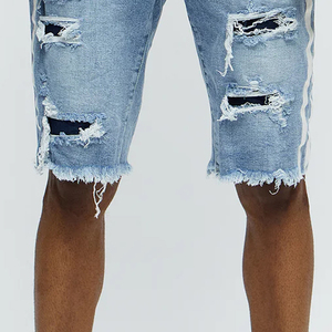 Pantalones Cortos de Mezclilla para Hombre, Lavado Claro, Material de Algodón, Ropa Casual, Ajustables y Transpirables, Corte Holgado, Cierre de Botón, Precio Económico - Product Image 4