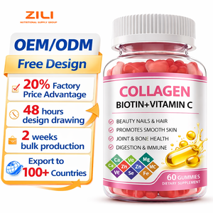 Gummies de collagène sans sucre à marque privée avec biotine et vitamine C, naturelles, à absorption rapide, prêtes pour l'<span class=keywords><strong>Amazon</strong></span>, pour femmes, riches en protéines, végétaliennes, certifiées ISO - Product Image 1