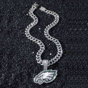 Chaîne cubaine plaquée argent et or de luxe personnalisée pour hommes Philadelphia Eagles Hip Hop entièrement sertie de diamants cultivés Leb - Product Image 4