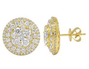 Pendientes de racimo de diamantes cultivados en laboratorio chapados en oro de 10 quilates, pendientes de tuerca de estilo lujoso para mujer - Product Image 3