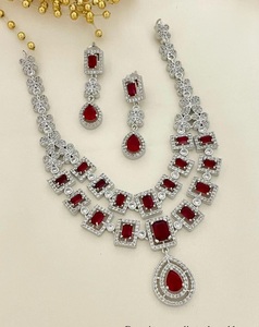 Conjunto de lujo con aspecto de diamante americano, collar de doble capa, pendientes, latón elegante para fiesta de boda, regalo de boda de diamante de circonita CZ - Product Image 2