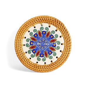 Premium Handmade Bohemian Style Natural Rattan <b>Coaster</b> with <b>Woven</b> Pattern Made in Vietnam for Coffee Tea and Table Protection - Product Image 2