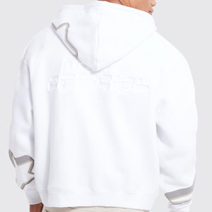 Automne solide XS pleine fermeture éclair hommes à capuche manches longues en gros Logo personnalisé surdimensionné Streetwear polaire sweat en relief - Product Image 3