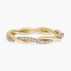 Anillo de Eternidad de Oro Amarillo de 14K con Diamantes Naturales Redondos Pequeños, 1/5 Ct, Engaste Pavé, Anillo de Boda - Product Image 1