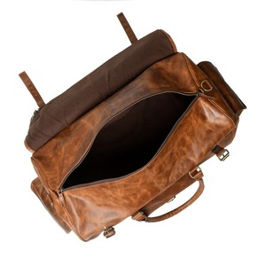 กระเป๋าดัฟเฟิลกระเป๋าหนังแท้สำหรับเดินทางข้ามคืนลายลูกอม - Product Image 2