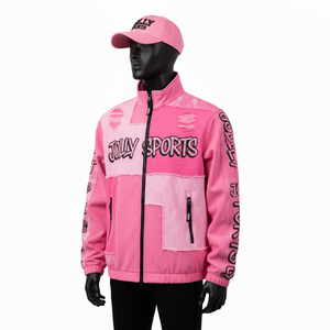 Chaqueta Softshell Premium para Hombre, Diseño de Paneles con Doble Tono Rosa, con Opción de Logotipo Personalizado Bordado - Product Image 3