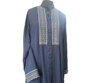 Alta calidad simple hermoso encaje trabajo abaya Ineco friendly tela de bambú o vestido de color azul orgánico resistente a los rayos UV abaya - Product Image 1