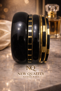 Juego de Brazaletes de Lujo Hechos a Mano – Pulseras Apilables de Resina de Mármol Negro y Tono Dorado para Mujer, Joyería al por Mayor - Product Image 4