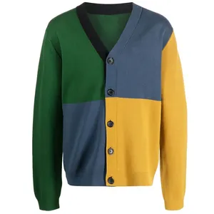 Nuovo stile maglione lavorato a maglia personalizzato da uomo con scollo a v a maniche lunghe maglione da uomo Cardigan fabbrica moda personalizzata inverno da uomo