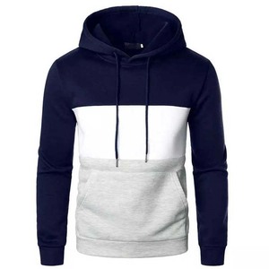 Nueva llegada de los hombres 100% algodón sudaderas Streetwear estampado pulóver diseño contraste Color sudaderas con capucha para deportes de invierno liso teñido - Product Image 1