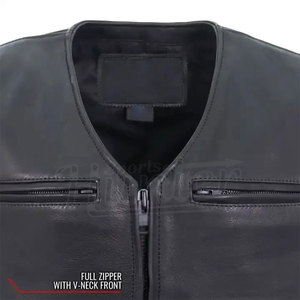 Dernière conception écologique Veste de moto en cuir véritable pour hommes Gilet vintage pour hommes Gilet de protection élégant et confortable - Product Image 5