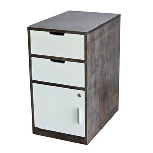 Stainless Steel Desk Side Cabinet 40x60x73cm Rubber Wood Office Organizer TCN68052 for Living Room Use - Product Image 1