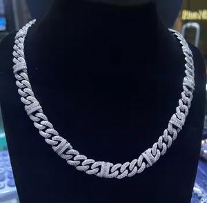 18mm Miami Cuban Link Chain <b>Necklace</b> 925 Silver Plated Mens Hip Hop Rock Fashion Moissanite Diamond customize Jewelry from India - Product Image 1