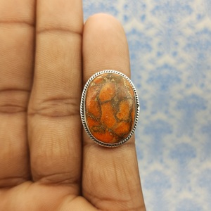 แหวนเงินแท้925สีเงินออกแบบได้ตามต้องการพร้อมแผงพลอยเทอร์ควอยซ์สีส้มทองแดงสำหรับงานแต่งงานและงานเลี้ยง - Product Image 5