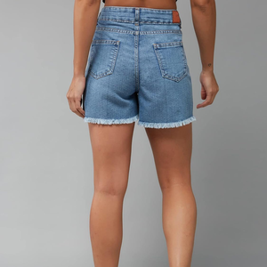 Drawstring Denim Shorts Summer Wear Fashion Shorts Women Streetwear Zipper Denim High Waist Blue <b>Jean</b> Short - Product Image 3