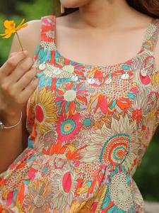 Vestido bohemio de algodón con estampado de bloque a mano indio, ropa informal de verano Floral, estilo dulce hecho a mano, regalo perfecto Natural para ella - Product Image 5