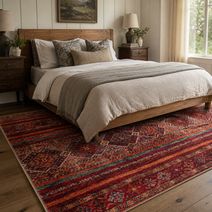 Netline Home Painted Heritage Deep Red Washable <b>Rug</b> - Product Image 3