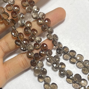 ลูกปัด briolette รูปหัวใจเหลี่ยมเพชรพลอยควอทซ์สโมคกี้ขนาด8มม. สำหรับการทำเครื่องประดับ - Product Image 2