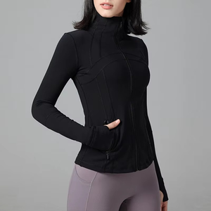 T-shirt de sport pour femme, sans manches, avec fermeture éclair intégrale sur le devant, respirant, écologique, doux comme du beurre, léger, en nylon, avec trous pour les pouces - Product Image 5