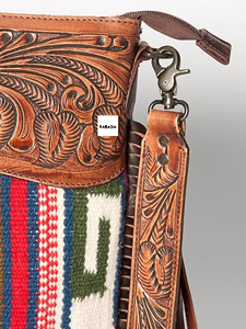 Western Aztec Tooled Leather Saddle Blanket Sling Monedero Venta caliente Mano Tooled Monedero Mujeres Mini Bolsos al por mayor - Product Image 4