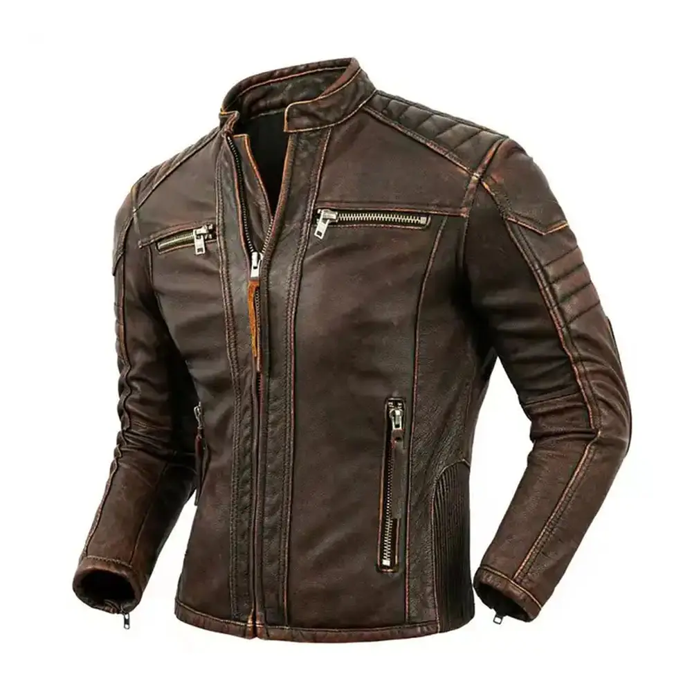 SA pakistani manufacturer made lightweight pure leather jacket full selves warm stylish High Street Men's Jackets from Pakistan
