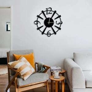Elegante Reloj de pared de Metal negro redondo diseño minimalista moderno perfecto para dormitorio sala de estar Oficina o Decoración de cocina - Product Image 5
