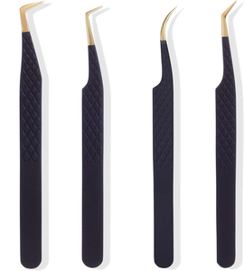 Pinzas de pestañas con punta de fibra de acabado negro de etiqueta privada Mega Volume Mastery para extensiones de pestañas - Product Image 1