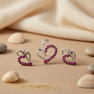 Conjunto de Joyería Romántico con Colgante y Aretes de Plata 925 con Incrustaciones de Cristales en Forma de Corazón, para Mujer - Product Image 3