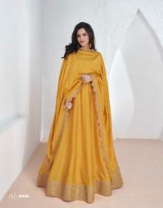 Vestido Anarkali de trabajo de secuencia de bordado de seda Georgette de imitación de diseñador por Fab Zone - Product Image 5