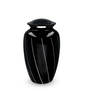 Black Classic Best Quality Black Powder Coated Hand Painted Indian Traditional Cremation Urn for Human Ashes Modern Cremation Ur