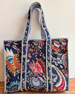 กระเป๋าผ้าควิลท์ผ้าฝ้ายอินเดียสำหรับผู้หญิงกระเป๋าถือสไตล์โบฮีเมียนพิมพ์ลายเสือแบบลำลองเปิดสำหรับฤดูร้อนขายส่งจำนวนมาก - Product Image 2