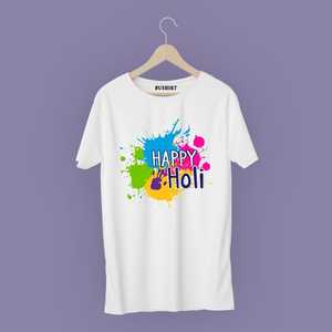 T-shirt décontracté pour homme Happy Holi, un festival des couleurs, écologique, 100% polyester - Product Image 1