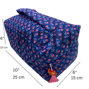 Popular Handmade Quilted for <b>Bag</b> Blush Blossom Blue Reusable <b>Travel</b> <b>Cosmetic</b> Pouch Large Vintage Shopping Accessory - Product Image 2