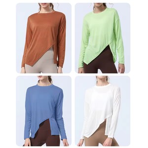 Camiseta informal ecológica para mujer, novedad de 2024, ropa deportiva Lisa más vendida con mangas largas anchas para primavera - Product Image 6