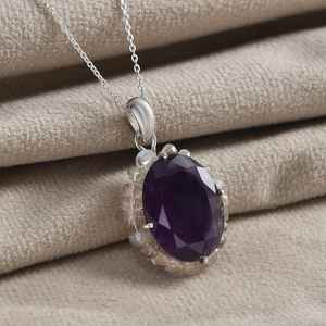 Collar con colgante de cuentas de amatista para mujer, joyería de piedras preciosas de plata esterlina, regalo hecho a mano, colgante de piedra grande, pieza de declaración Bohemia - Product Image 4