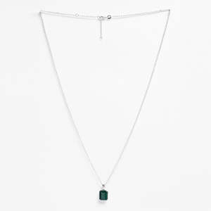 NOVAMART Fine 925 Pure Silver <b>Pendant</b> Necklace for Men Boys Diamond Shape <b>Emerald</b> Cut Geometric Pattern Bezel Setting Rhodium Ro - Product Image 4