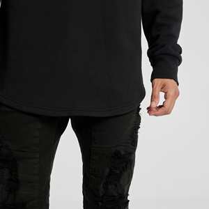 Sweat à capuche coupe longue pour homme, 100 % coton, coupe-vent, avec ourlet incurvé, personnalisable avec logo OEM, idéal pour le fitness – Vente en gros - Product Image 6