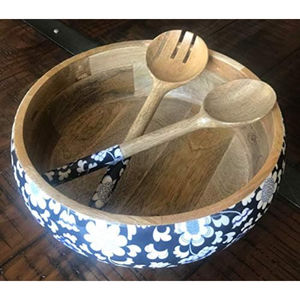 Cuenco de madera personalizable para servir con cuencos redondeados de diseño clásico para mesa de comedor Cuenco de artículos de comedor con acabado esmaltado de madera de acacia - Product Image 1