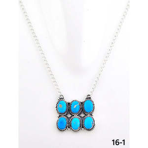Collar Geométrico de Plata de Ley y Turquesa de Kingman del Suroeste, Ideal para Regalo - Product Image 2