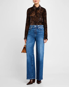 Casual Venta caliente azul lavado mujer Casual Jeans señoras Jeans pantalones de pierna ancha mujeres - Product Image 1