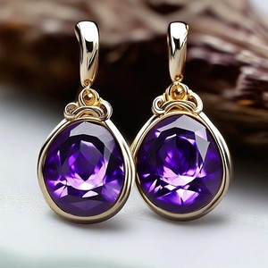 Boucles d'oreilles pendantes en argent sterling Hydro 925 avec améthyste et pierres précieuses multicolores plaquées or pour mariages ou cadeaux - Product Image 4