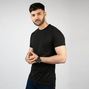 Chemises en polyester ajustées vierges personnalisées T-shirt de fitness à col rond à séchage rapide - Product Image 2