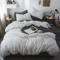 Textiles de maison ensembles de literie de haute qualité ensemble de housse de couette de couleur unie lavable en coton ensemble de drap de lit queen size