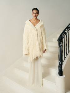 Abrigos de lujo elegantes con cuentas hechas a mano para mujer pre-pedido NORI PREMIUM TASSEL EMB abrigo de lana de gran tamaño marca ANT blanca ropa de mujer - Product Image 2