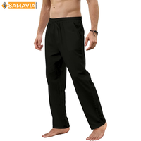 Pantalon de jogging pour homme SAMAVIA, taille haute, décontracté, brodé, vintage, en toile tricotée, coupe droite, en tissu hybride doux et confortable