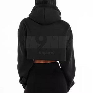 Sudadera Corta con Capucha para Mujer, Informal, para Uso en Invierno, con Logotipo Frontal, 100% Algodón, Transpirable, Múltiples Diseños - Product Image 2