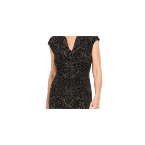 Abito da sera nero da donna con maniche a cappuccio e decorazioni floreali, taglie XS e 10, ideale per invitati a matrimoni e feste - Product Image 2