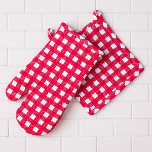 Recycled Cotton Oven Mitts with Silicone Printed Pot Holders for Home Cooking <b>Microwave</b> Baking and Restaurant Use - Product Image 2